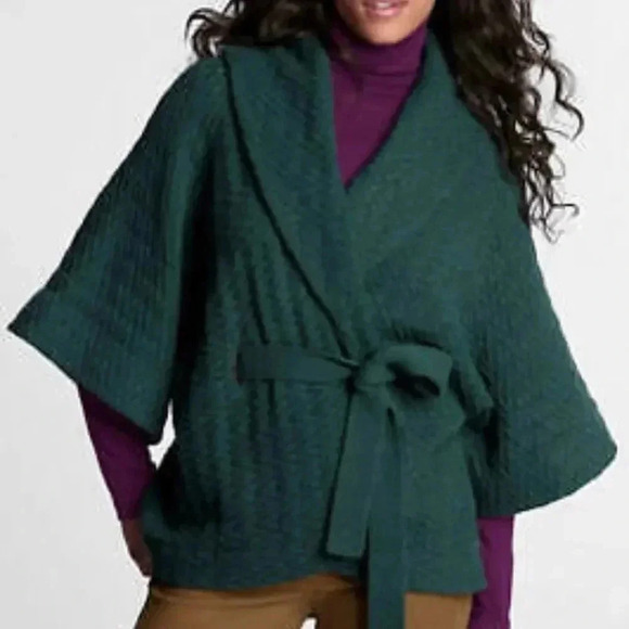 Lands’end Green Sweater Cape - Picture 1 of 12